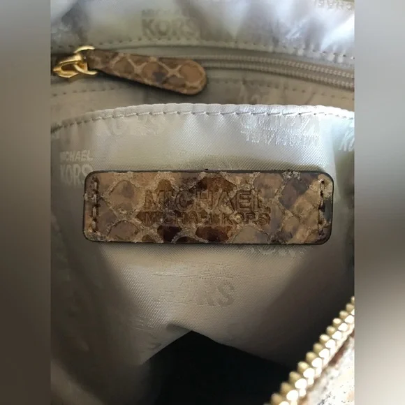 MICHAEL KORS Python Snake Brown Hobo Shoulder Handbag Purse - Picture 8 of 16